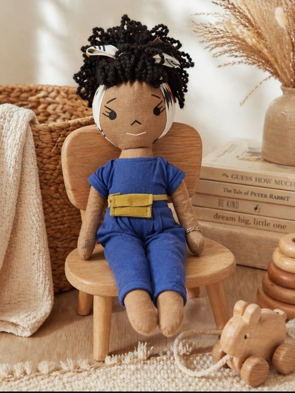 HarperIman Mia 14” Linen Doll Blue Outfit Boutique Montessori Toy Gift Nursery